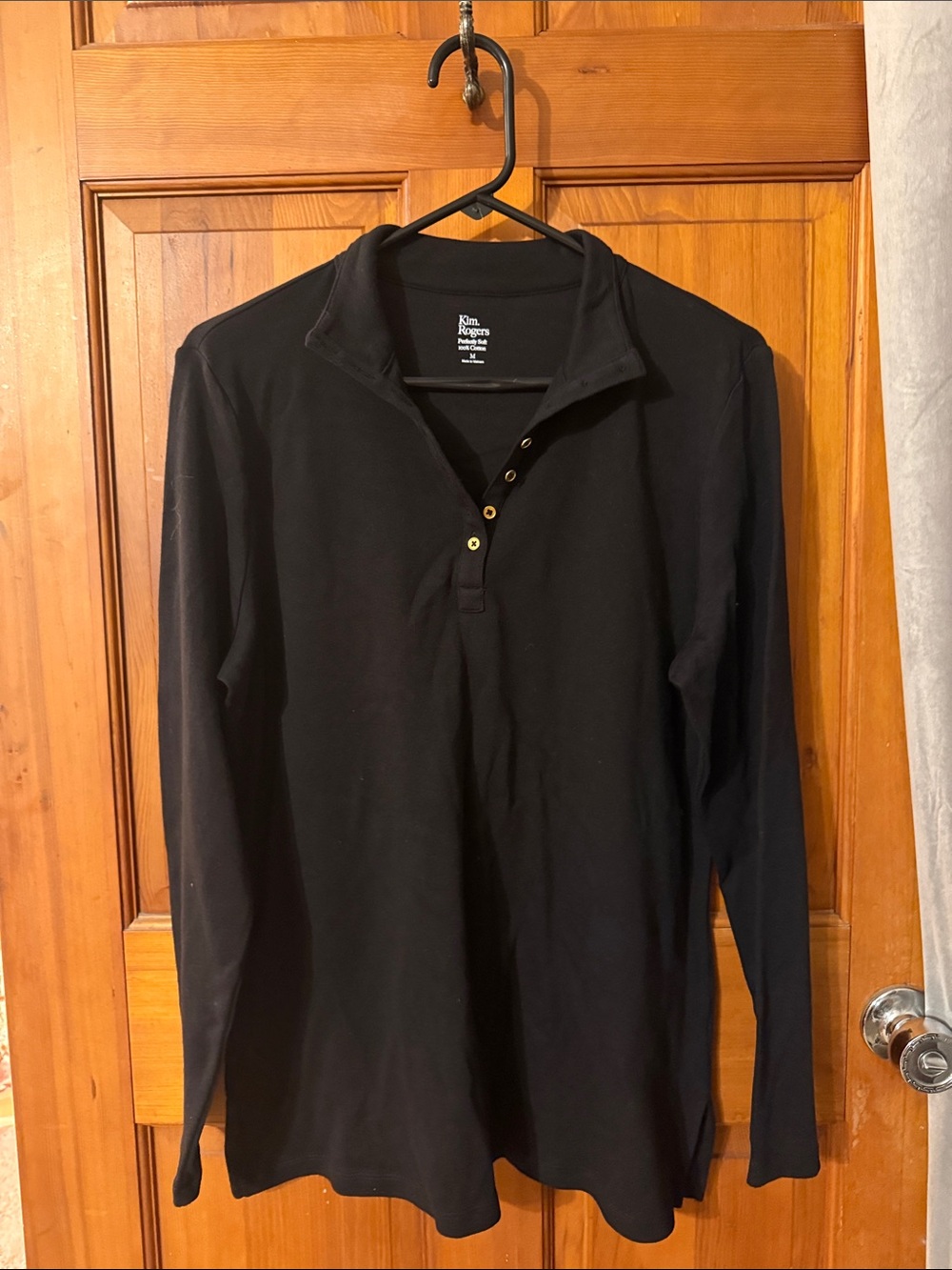Black Long-Sleeve Henley Shirt
